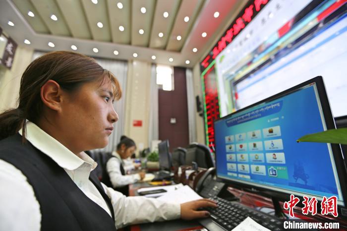 图为玉树市智慧城市管理服务中心工作人员正在采集数据 胡贵龙 摄